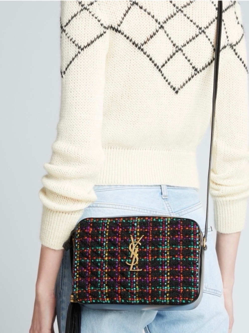 Saint Laurent Multicolor Tweed Crossbody Lou Camera Bag YSL